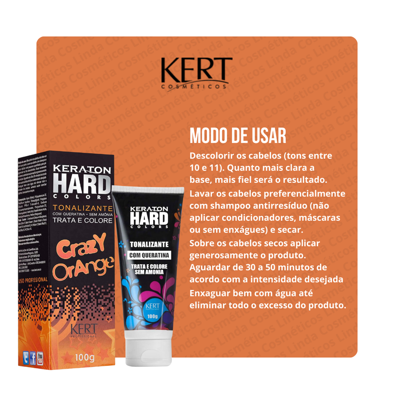 Kit Kert Keraton Hard Color Crazy Orange 100g - 3 Unidades