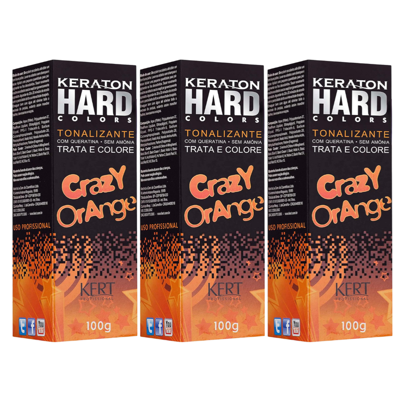 Kit Kert Keraton Hard Color Crazy Orange 100g - 3 Unidades