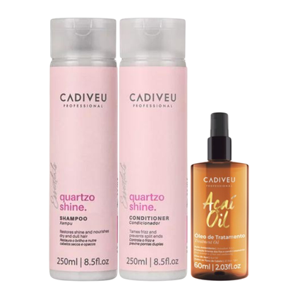Cadiveu Quartzo Shine Shampoo + Cond + Açaí Oil 60ml
