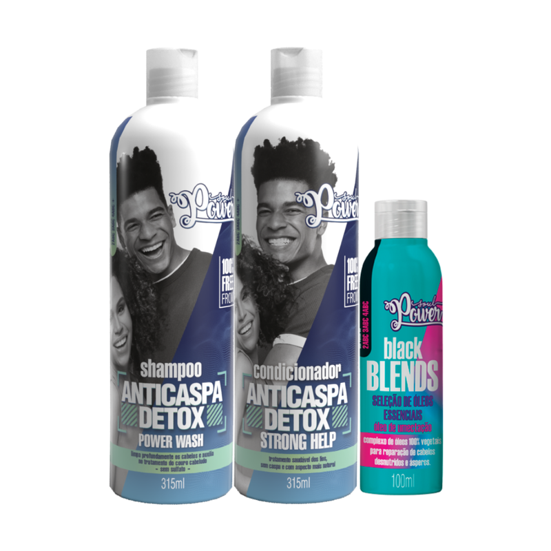 Soul Power Detox Anticaspa Shampoo + Condicionador + Blends Óleo
