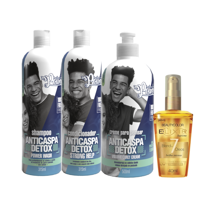 Soul Power Detox Shampoo + Condicionador + Creme Pentear 500ml +