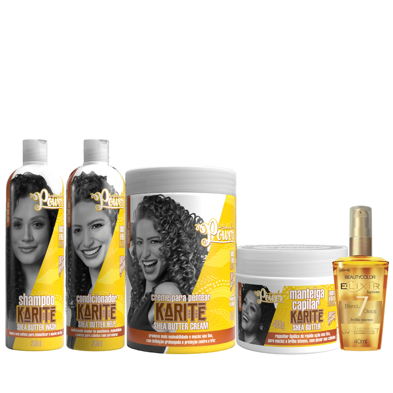Soul Power Karite Shea Kit Completo + Creme Pentear 800ml + Elixir