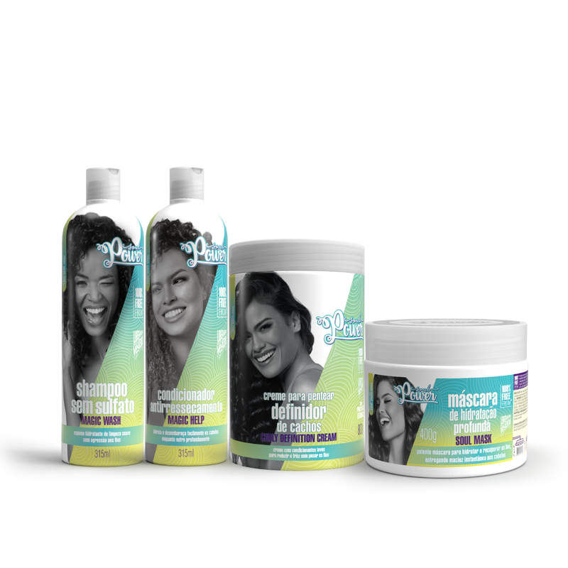 Soul Power Curly Definition Kit Completo + Creme Pentear 800ml