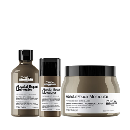 Loreal Absolut Repair Molecular Shampoo + Leave-in + Mascara 500ml