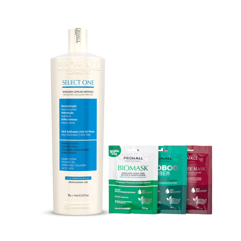 Prohall Select One Máscara Antifrizz 1000ml + Mini Kit Mascara 3x15g