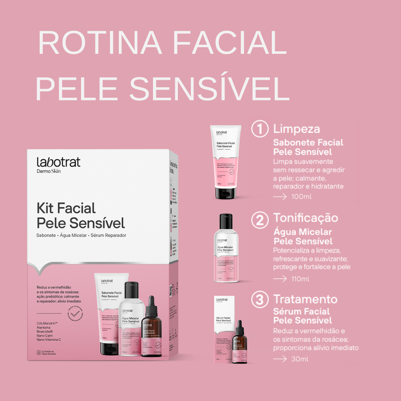 Labotrat Dermo Skin Pele Sensível Kit Facial Sab + Tonico + Sérum