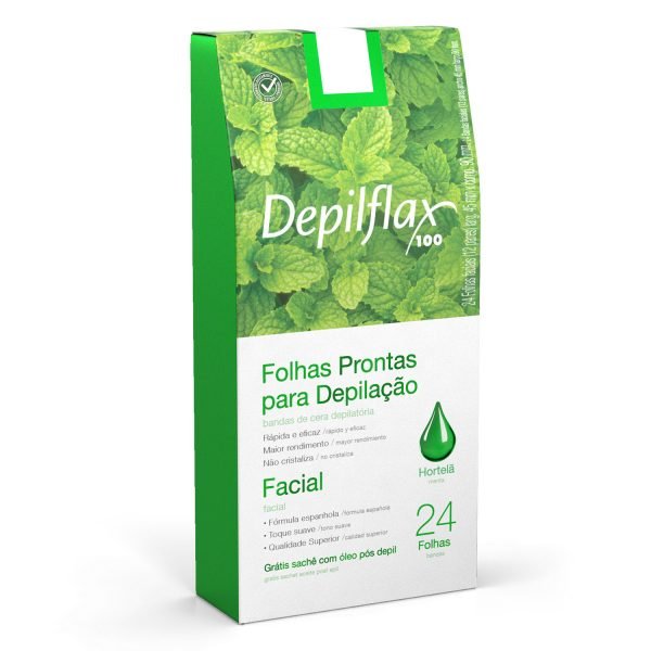 Depilflax Folhas Prontas Depilação Facial c/ 24 - Hortelã