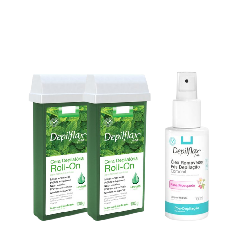 Depilflax Cera Roll-on Refil Hortelã 100g Uni Óleo Pós