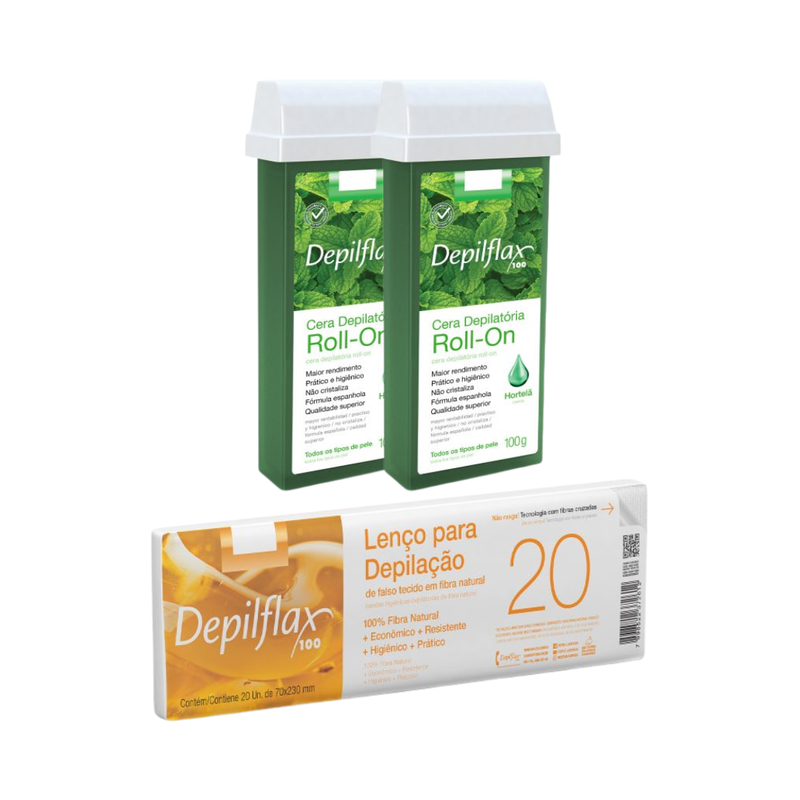 Depilflax Cera Roll-on Refil Hortelã 100g Uni Lenço