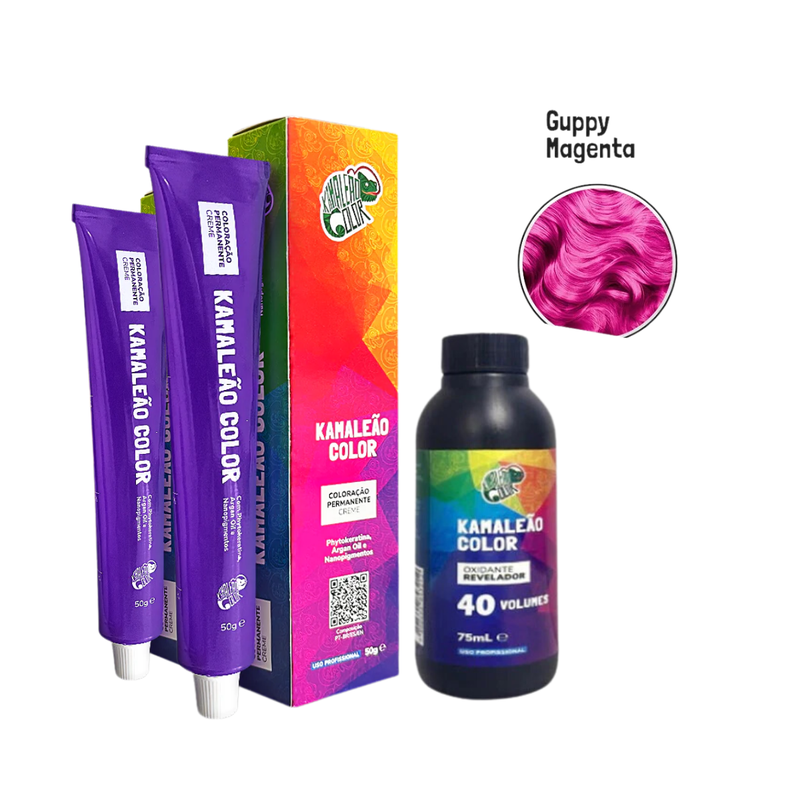 Kamaleão Color OX 40V 75ml + Guppy Magenta 50g - 2 Uni | By Linda