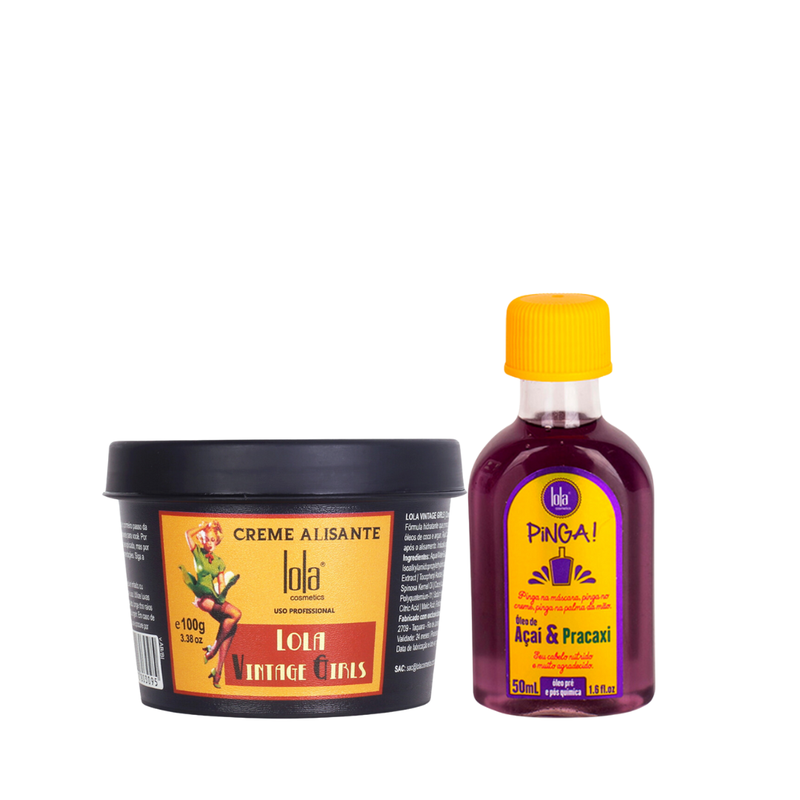 Lola Vintage Girls Alisante 100g + Pinga! Óleo Açaí e Pracaxi