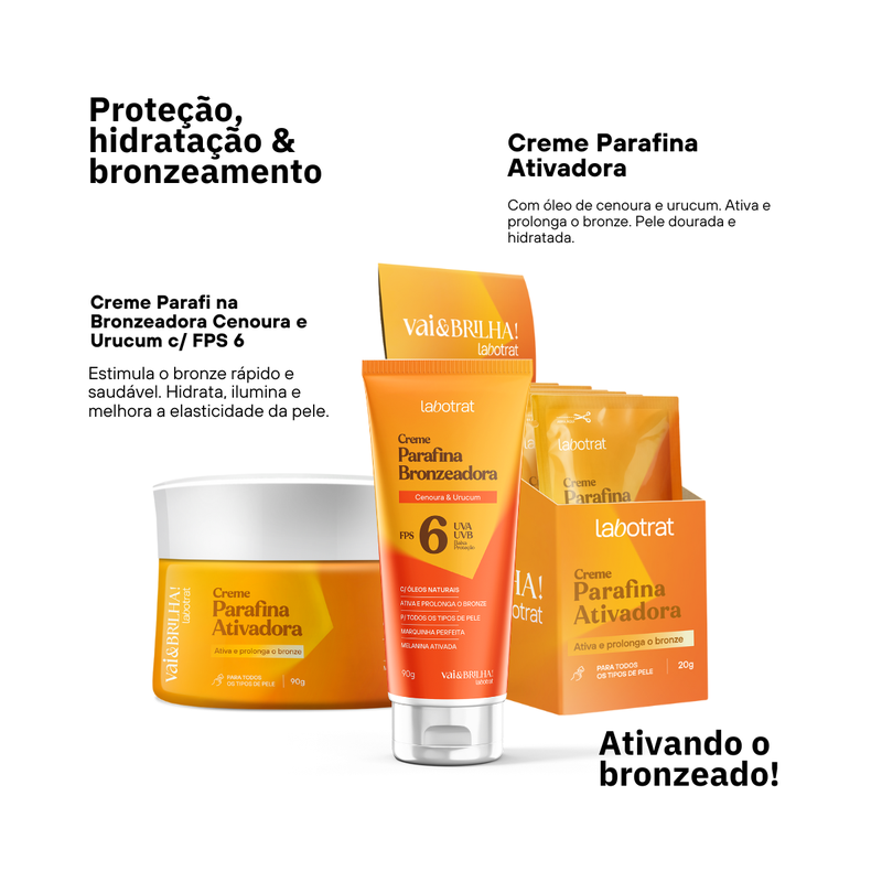 Labotrat Vai & Brilha Parafina Bronzeadora Cenoura e Urucum FPS6 90g