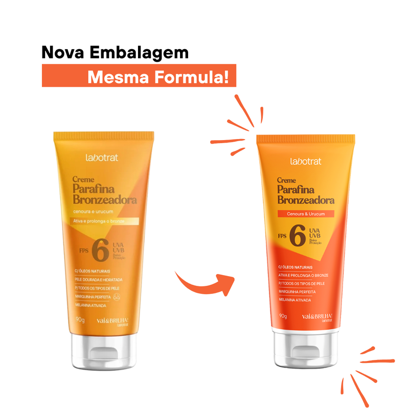 Labotrat Vai & Brilha Parafina Bronzeadora Cenoura e Urucum FPS6 90g