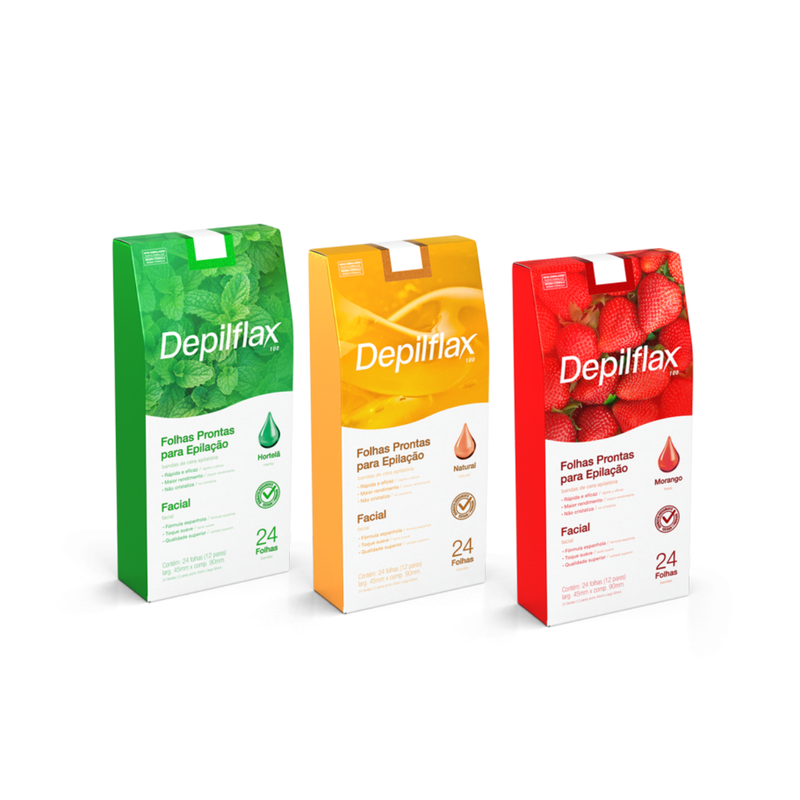 Depilflax Folhas Prontas Depilação Facial c/ 24 - Natural