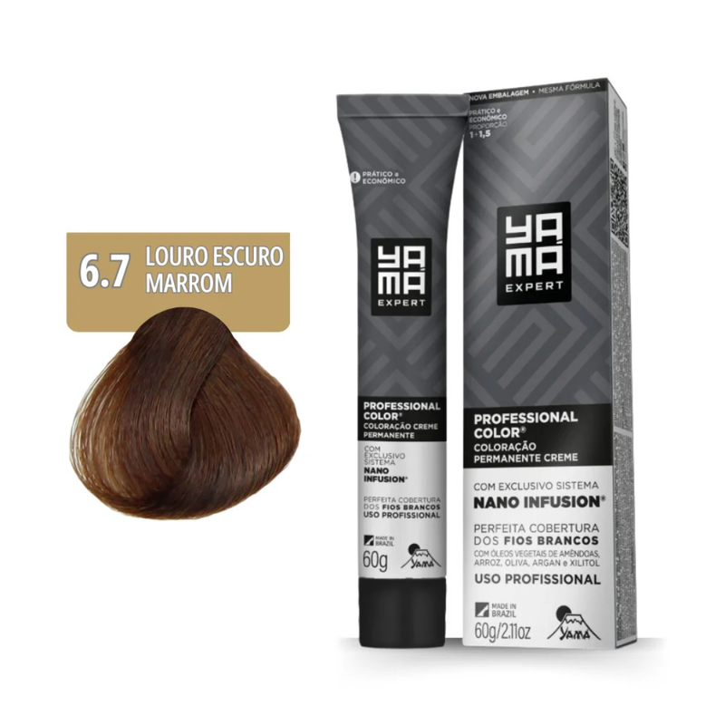 Yamá Color Nano Infusion 6.7 Loiro Escuro Marrom + OX 20V 100ml
