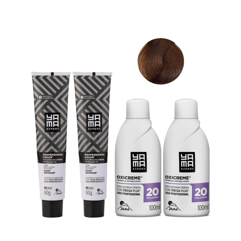 Yamá Color Nano Infusion 6.7 Loiro Escuro Marrom + OX 20V 100ml