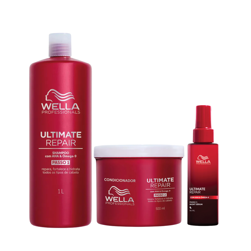 Wella Ultimate Repair Shampoo 1000ml + Condicionador 500ml + Sérum
