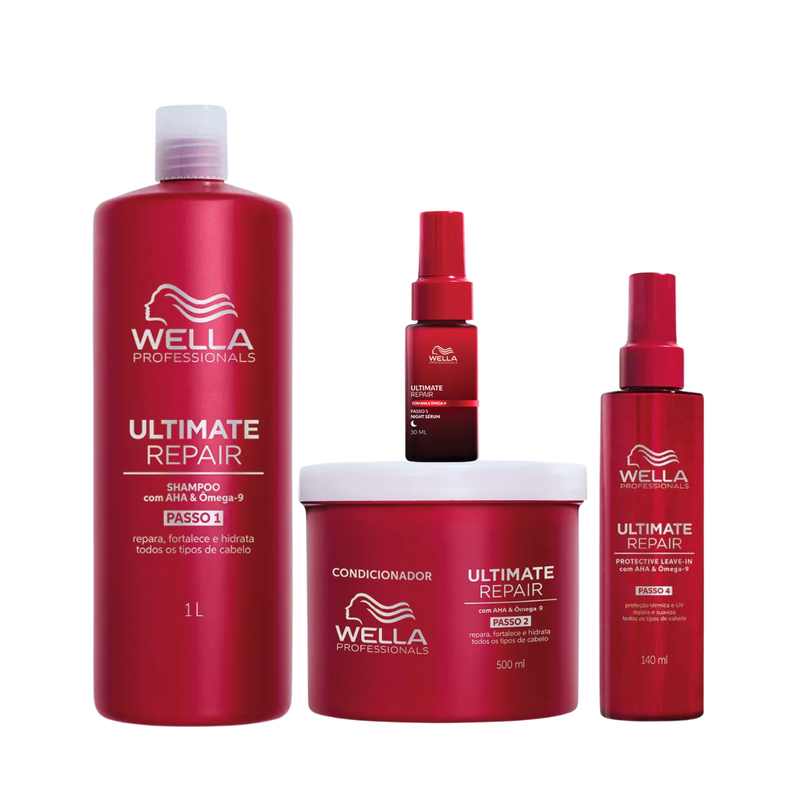 Wella Ultimate Repair Shampoo 1000ml + Condicionador 500ml + Sérum