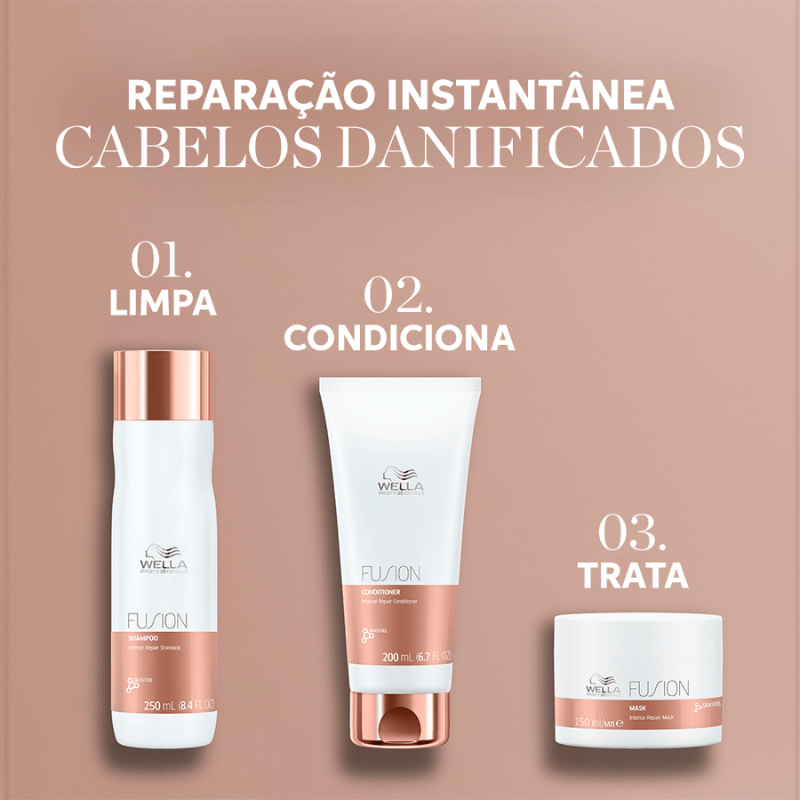Kit Wella Fusion Trio Completo + Óleo 30ml | Linda Cosméticos