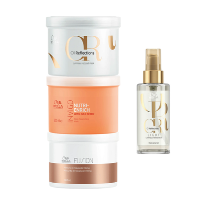 Kit Wella Cronograma 3x Máscaras 500ml + Óleo Light 100ml