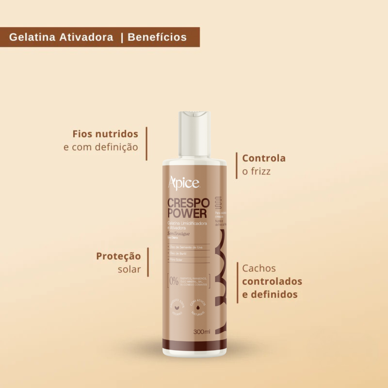 Apice Crespo Power Gelatina Ativadora e Umidificadora 500ml | By Linda